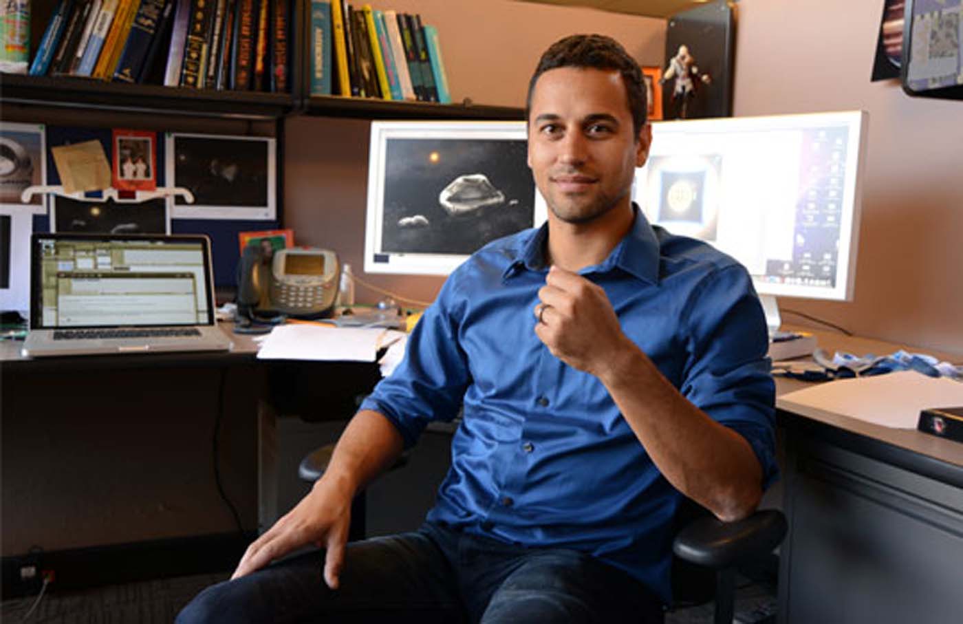 Franck Marchis in his office at the SETI Institute. image credit: Seth Shostak, SETI Institute