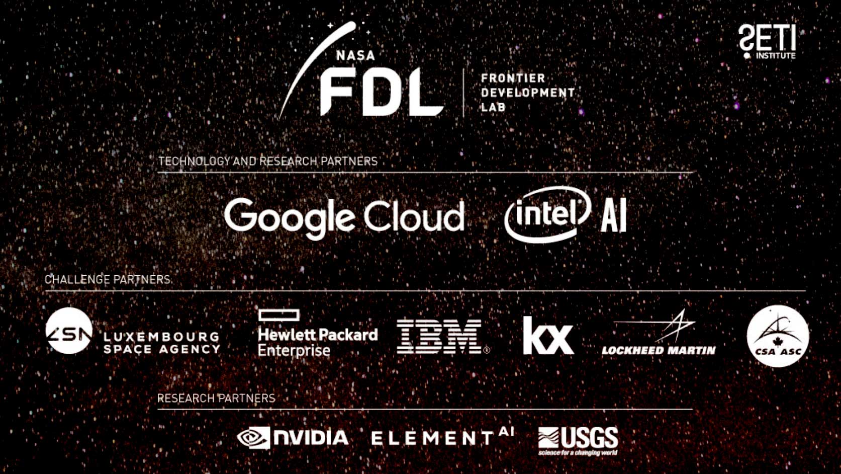 Frontier Development Lab partners