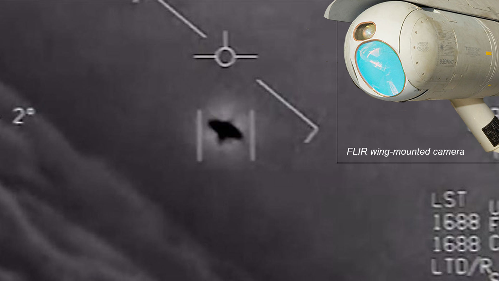 CAPTION: Frame from the Navy videos and an FLIR wing-mounted camera.