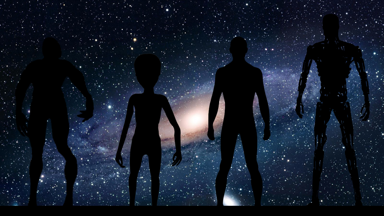 Milky Way Galaxy Alien Silhouettes