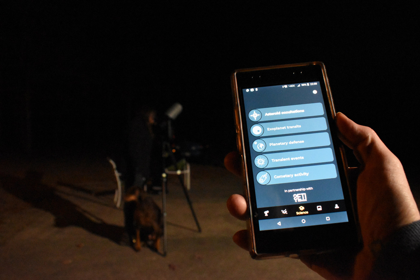 Unistellar App and its Science Menu