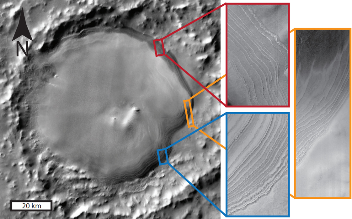 Layered ice in Burroughs crater on Mars