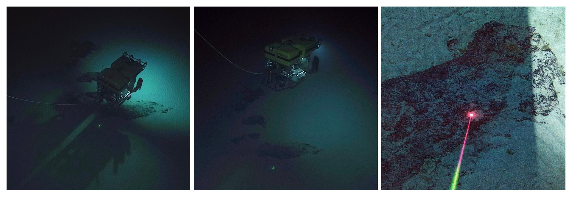  InVADER Mission's Laser Divebot mounted on the ROV Hercules underwater