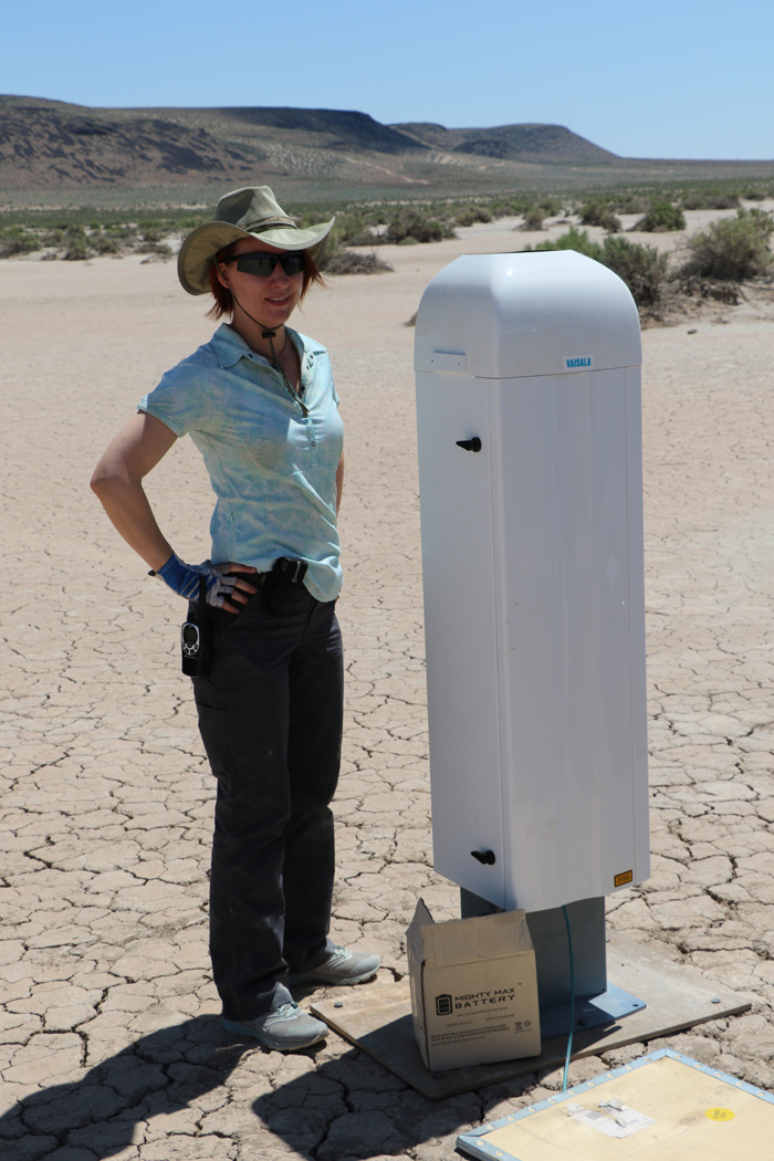 Lori Fenton next to the instrument