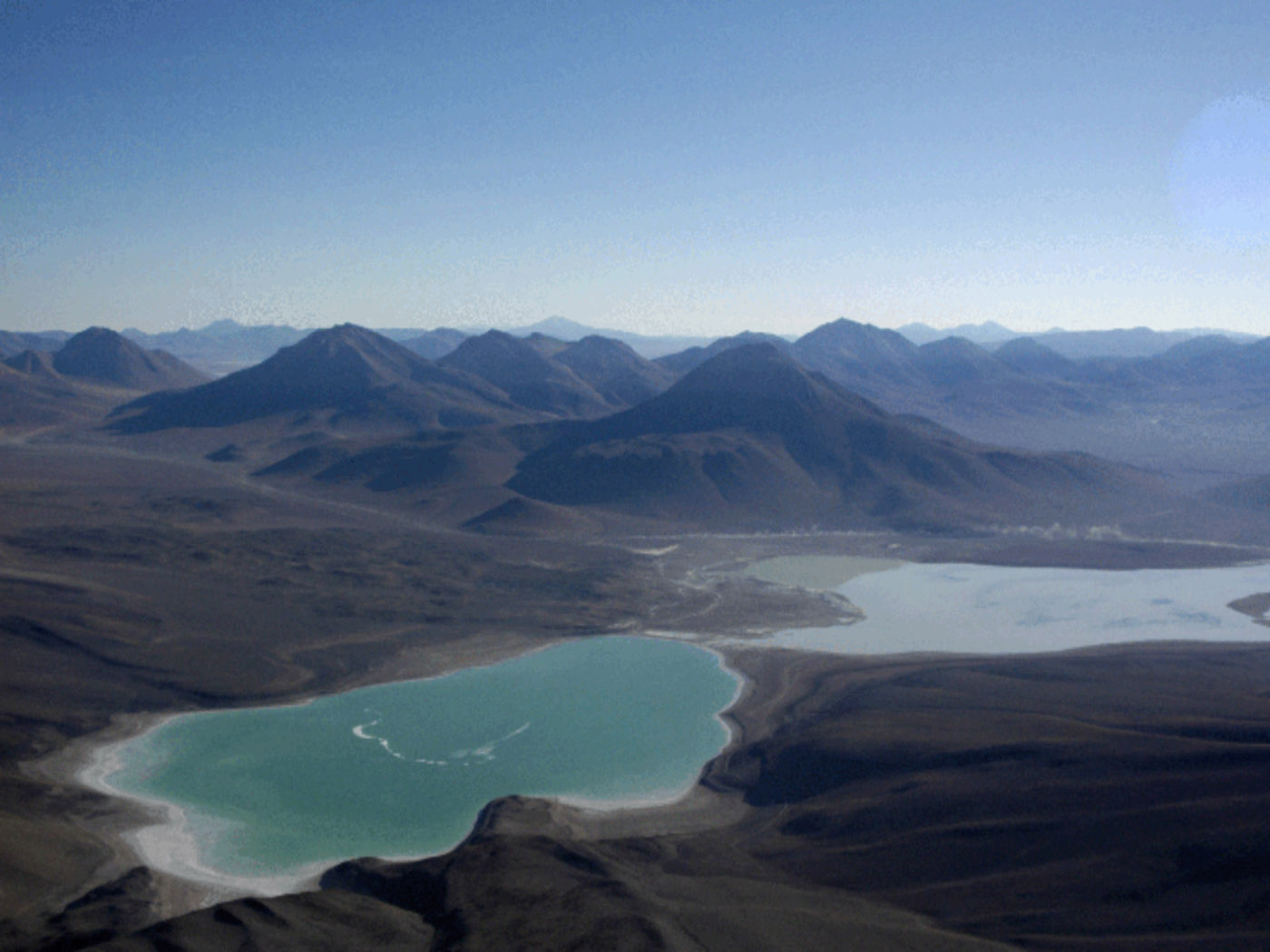 Laguna Verde and Blanca from Lincancabur. Photo credit: Li.