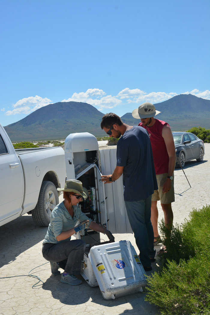 Team setting up the instrument