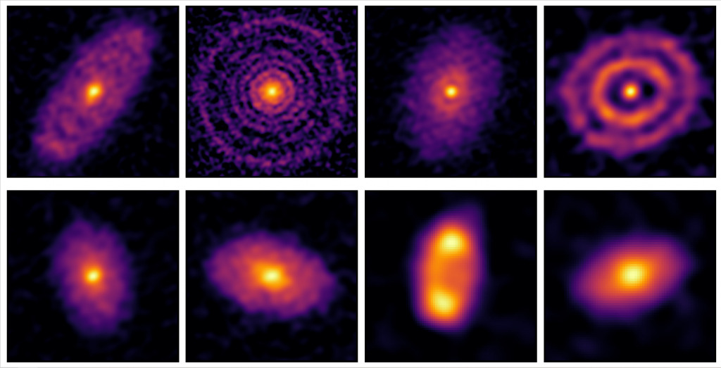 Purple and red images of a planetary formation