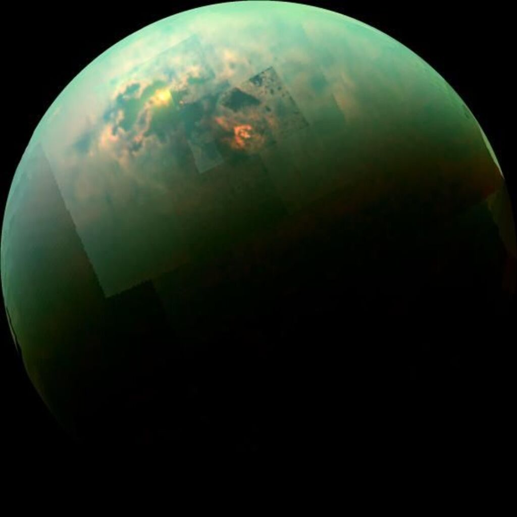 Collaged view of the green tinted moon