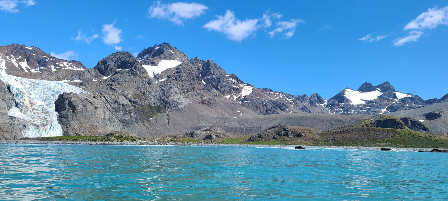 View of the island with ice capped mountains 1
