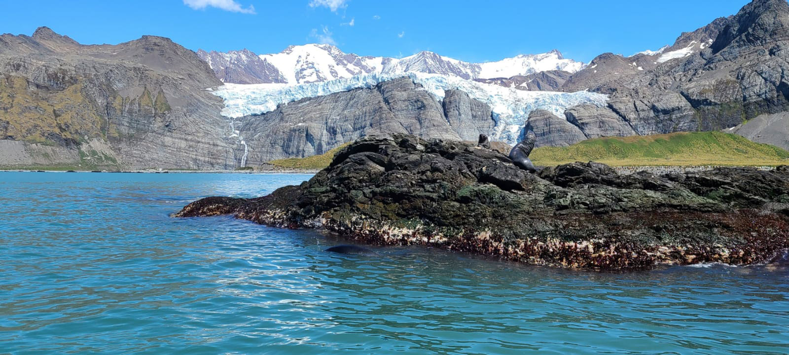 View of the snowy coast with beautiful turquoise waters