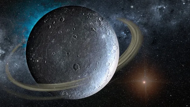 the moon with saturn like rings