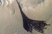 Mysterious black streaks on Mars.