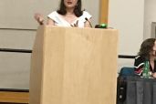Dr. Janice Bishop at the podium.