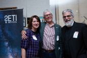 Paula Kienert, Deputy Director of the Carl Sagan Center, Simon Steel, and Member of the Science Advisory Board, Br. Guy Consolmagno